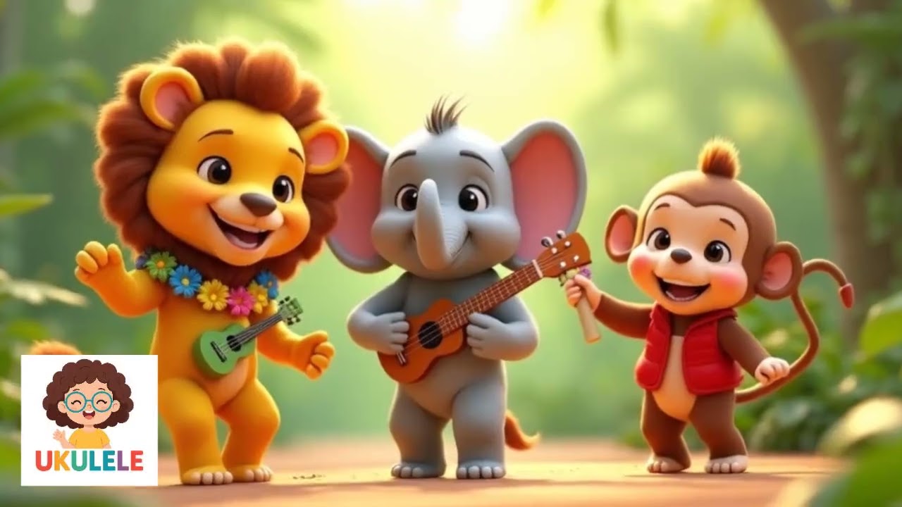 Cântă ukulele 🎸❤️🌈🐒🦁