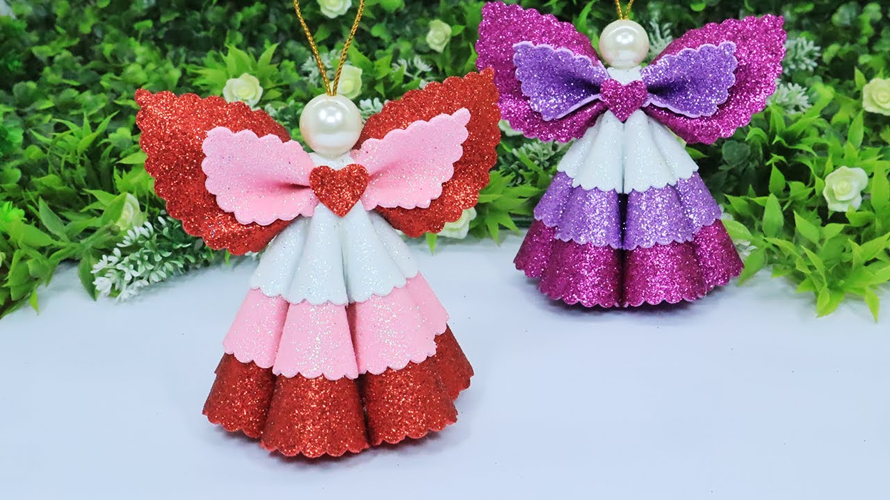3D Christmas Angels From Eva Glitter Foam🎄Christmas Decorations😇DIY Christmas Angels