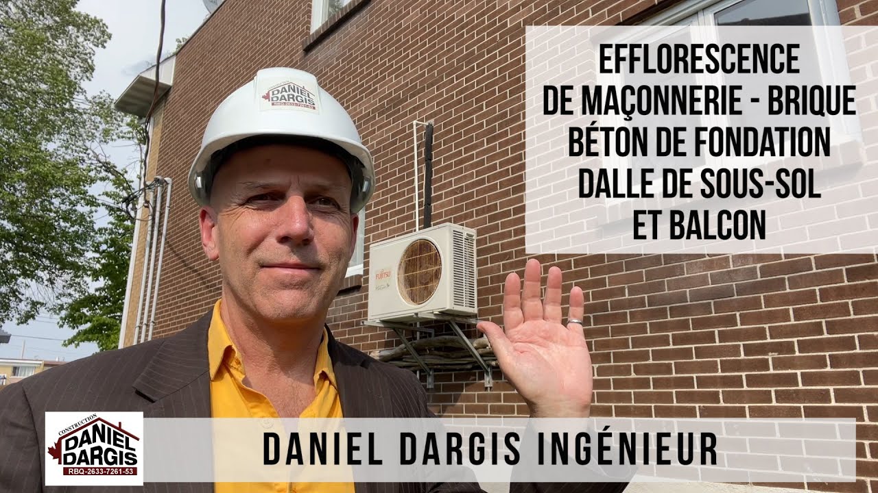 Efflorescence de maçonnerie, brique, béton de fondation, dalle et balcon – Daniel Dargis ingénieur