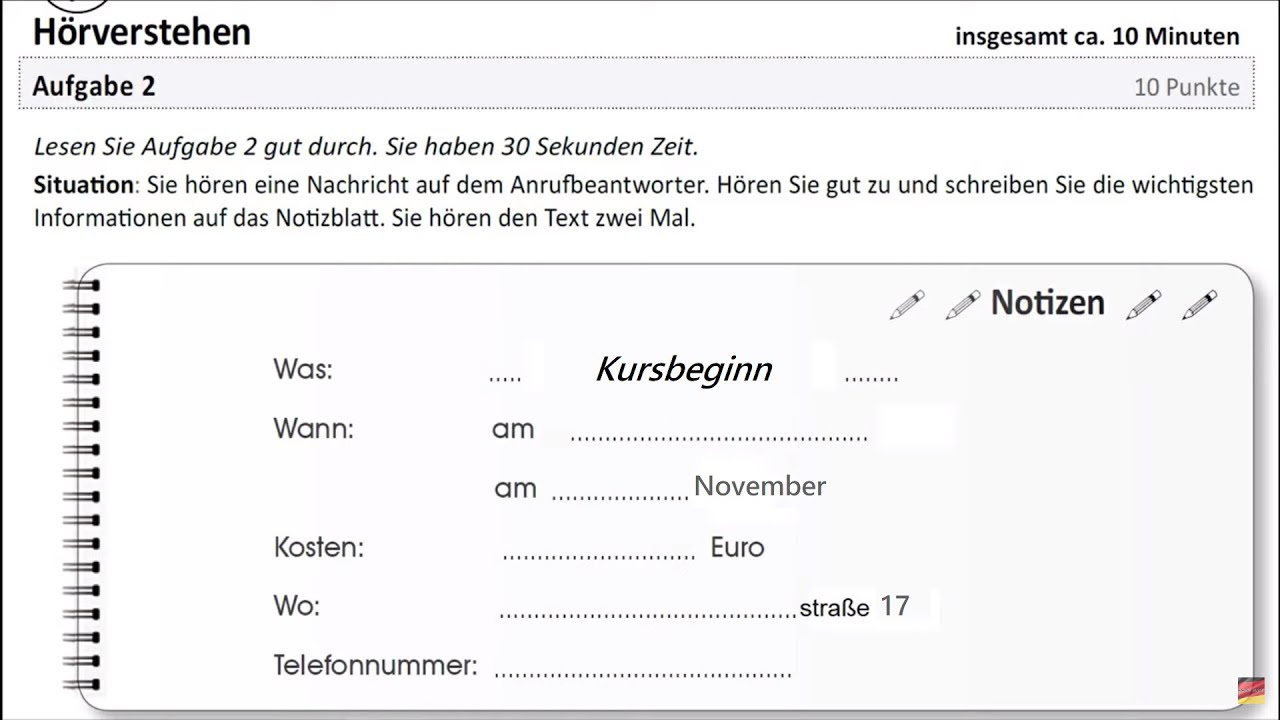 ÖSD A1 HÖRVERSTEHEN │ AUFGABE 2 │  BEISPIEL #20 │ LISTENING TASK │ PART 2