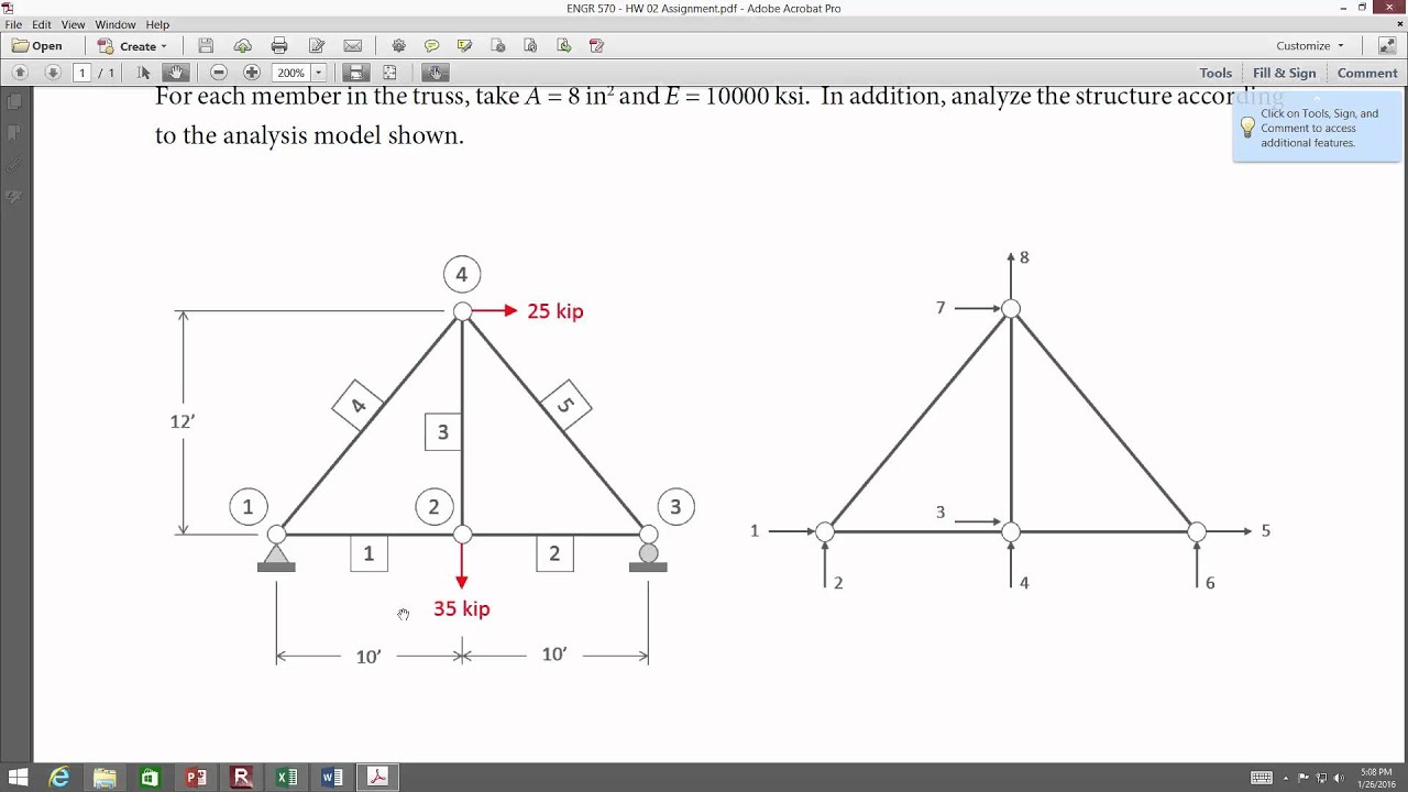 ENGR 570 Lecture 05: Truss Analysis Using Microsoft Excel (2015.01.26)