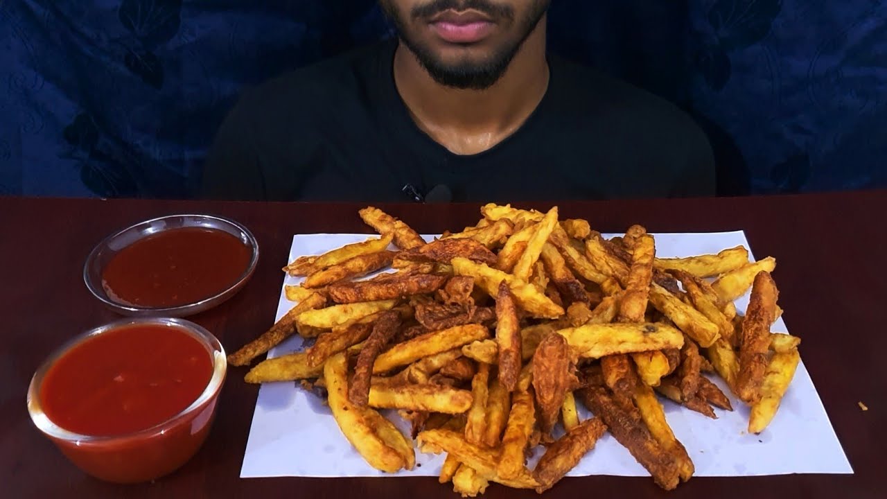 ASMR EATING DUCK FAT FRENCH FRIES MUKBANG (NO TLAKING)|#Mouthwatering