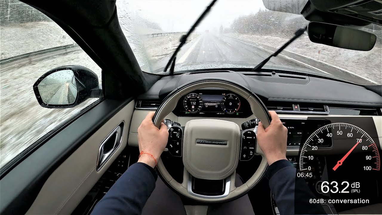 Range Rover Velar V6 300HP - Highway POV Test Drive - Cabin dB noise level test - Fuel consumption