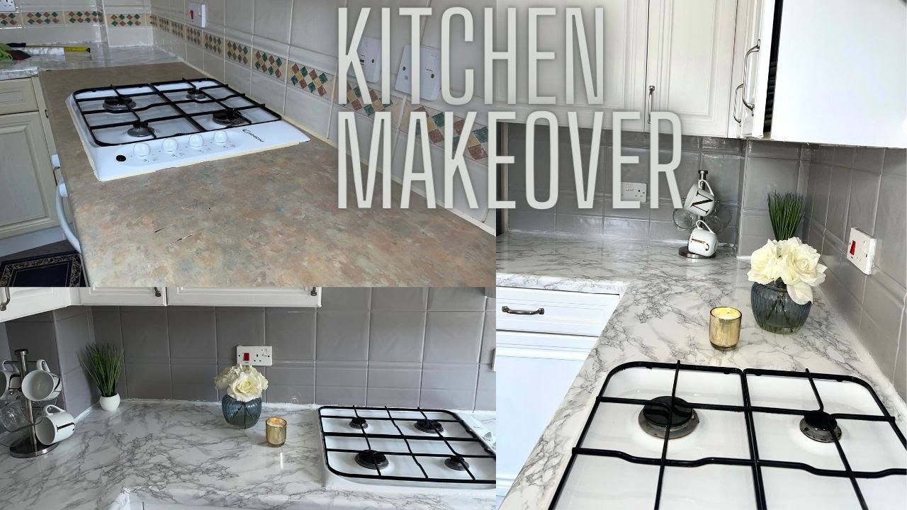 DIY Peel And Stick Marble Counter Tops Kitchen Makeover Under $40!!