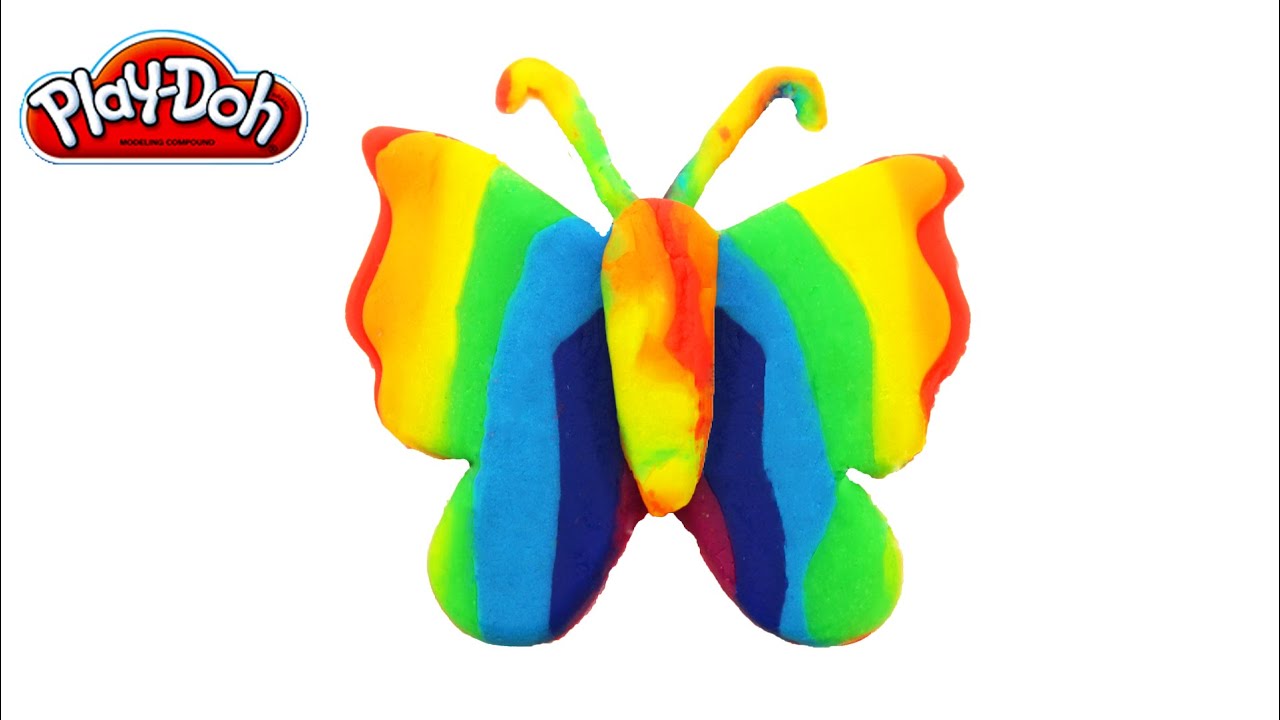 Play Doh Rainbow Butterfly Colorful Play Dough How to make Easy