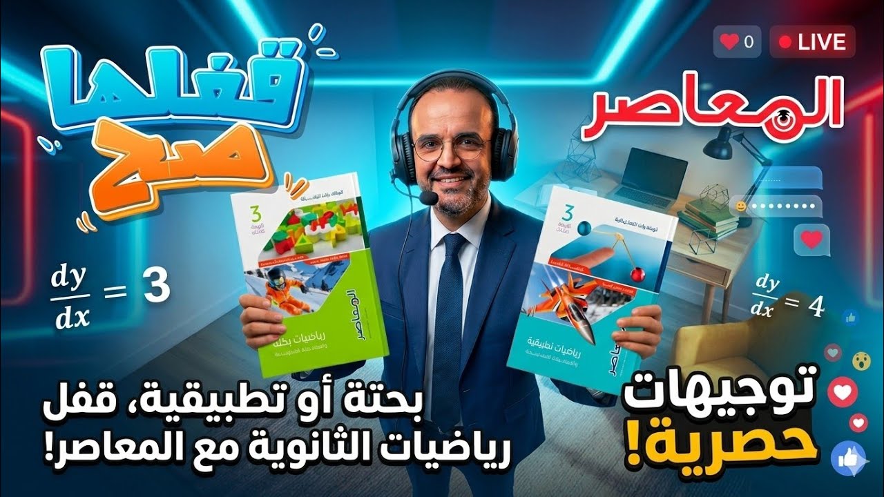 🎬 عدد أسئلة بنك أسئلة كتاب المعاصر رياضيات ثالثة ثانوي 2026 | مراجعة الكتاب كاملًا تحت الكاميرا