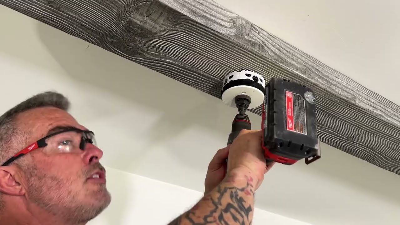 Faux Wood Beam Installation with Recessed Lighting | Easy DIY Ceiling Upgrade by Skip Bedell