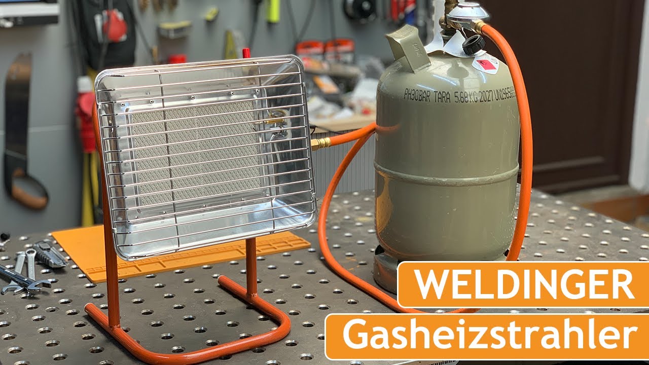 WELDINGER Gasheizstrahler Hot | 2,7 bis 4,2 kW mit Standfuß und Piezozündung | Heizen im Winter