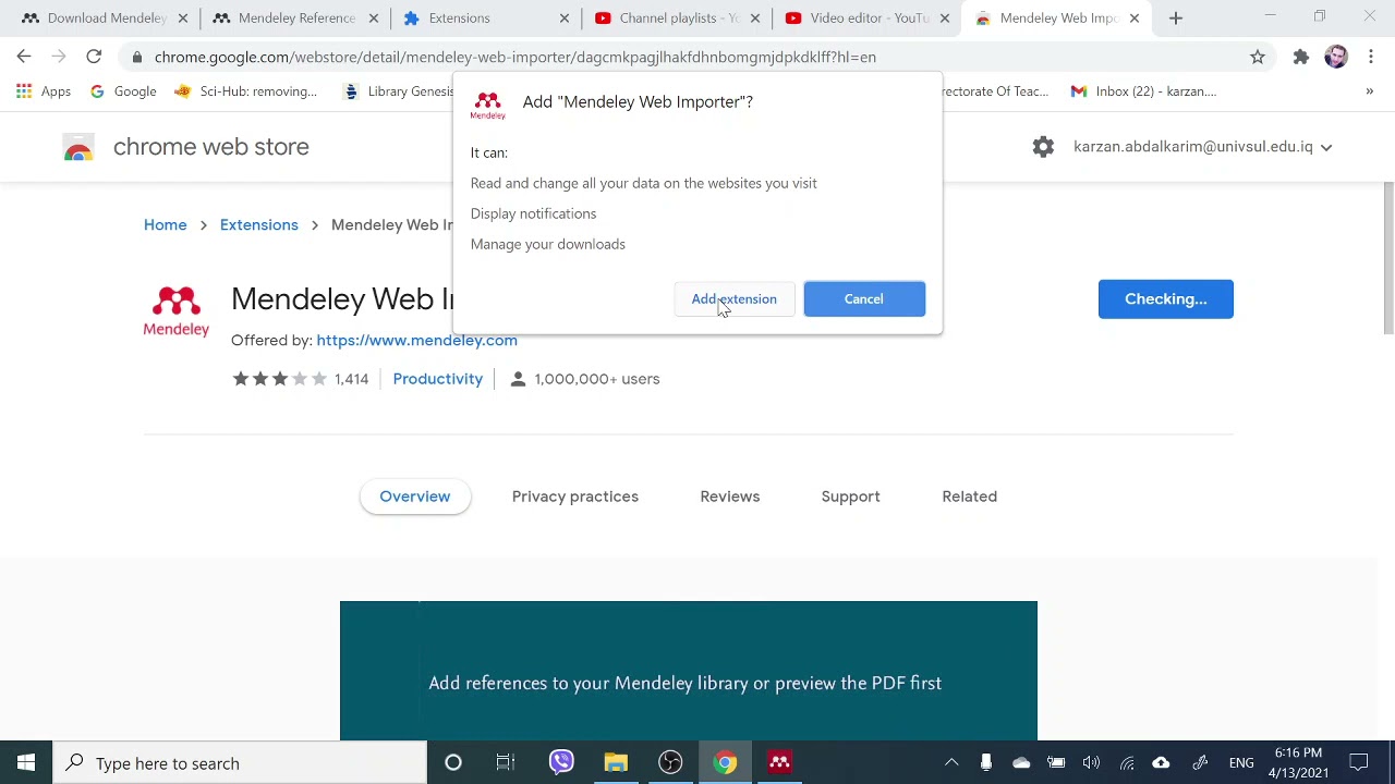3. Mendeley Web Importer plugin :: دابەزاندنی لینکی مەندەلی بۆ گوگڵ کرۆم
