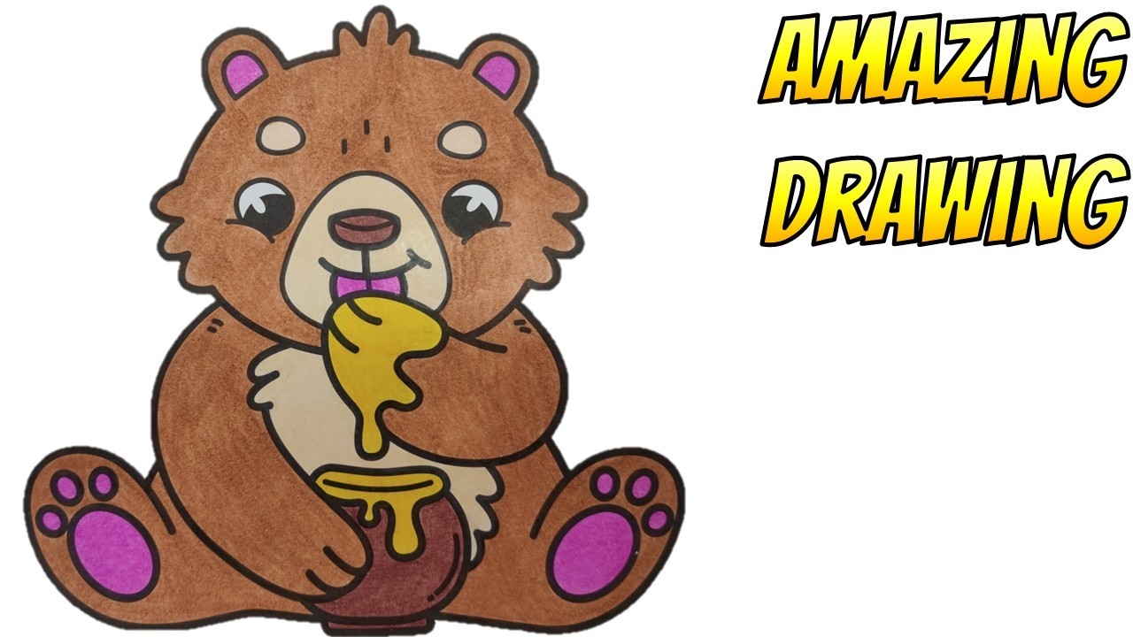 Baby Brown Bear Eating Honey #amazingdrawing