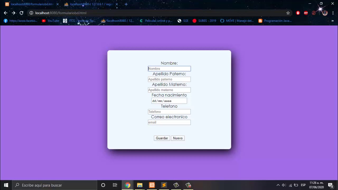 formulario HTML conectado a base de datos