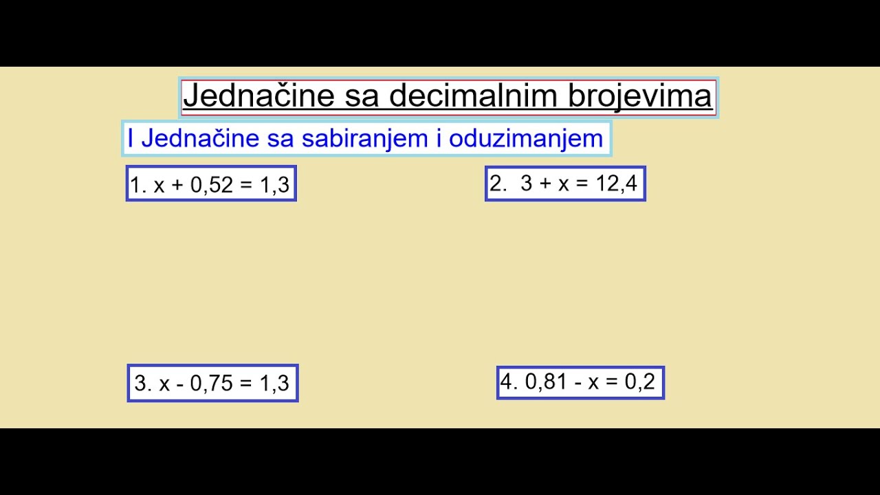 Jednačine sa decimalnim brojevima