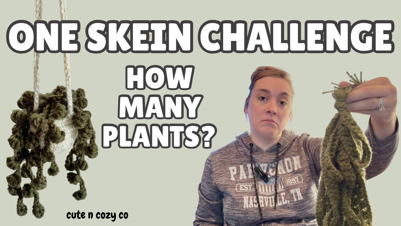 One Skein Yarn Challenge! How Many Crochet Plants with One Skein of Yarn?! 🧶 | Cute n Cozy Vlog