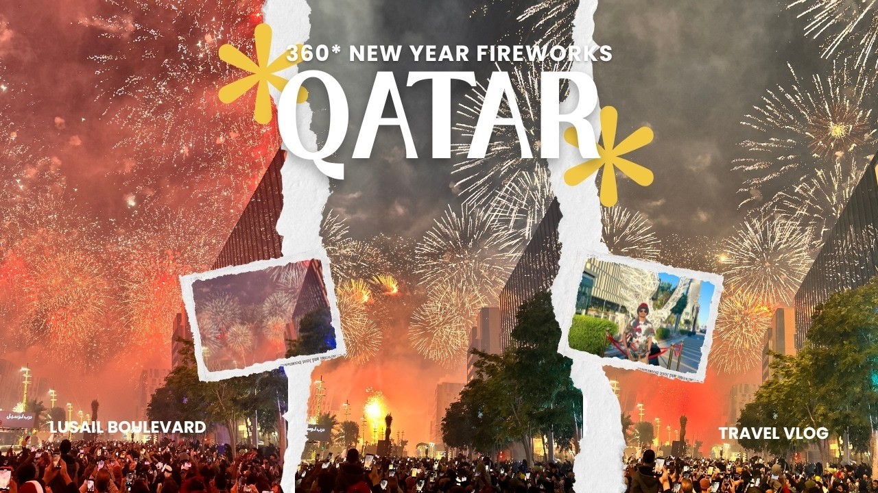 🎆 360° New Year Fireworks at Lusail Boulevard | 360° Experience | Doha | Qatar🔥 🌍💫