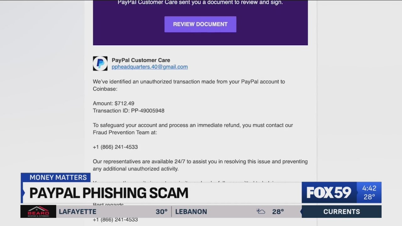 Watch out for this PayPal phishing email scam