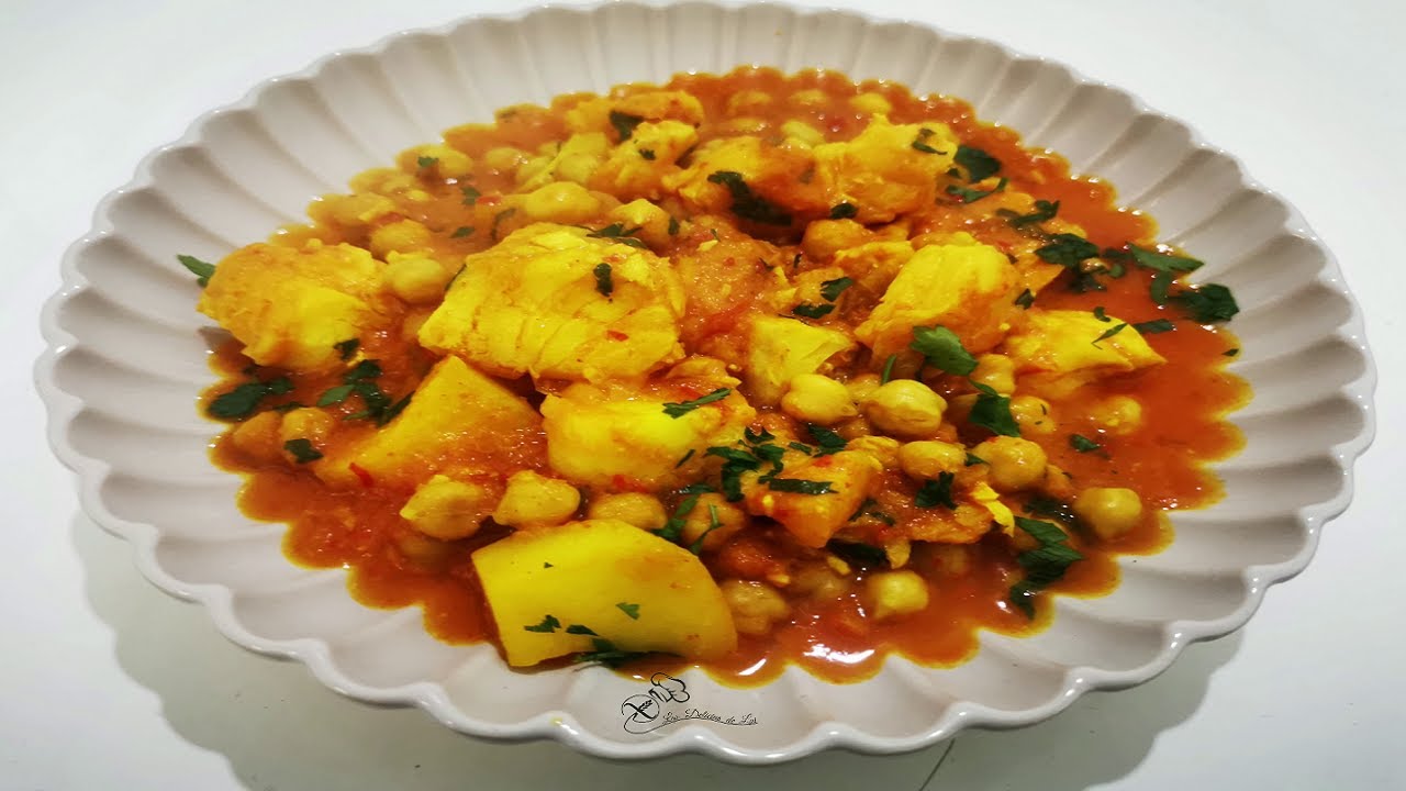 Bacalao con papas y garbanzos