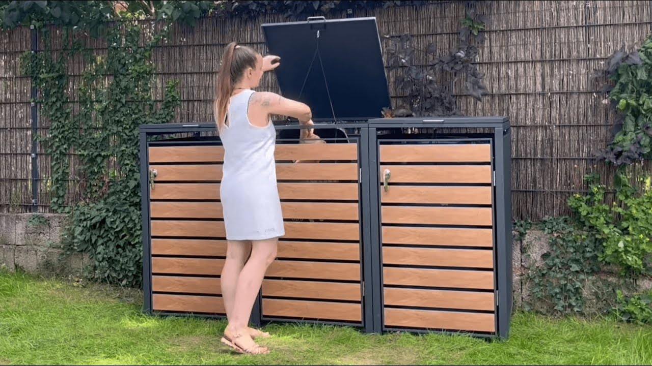Metzler M&uuml;lltonnenbox | 3er | 240l | in Holzoptik