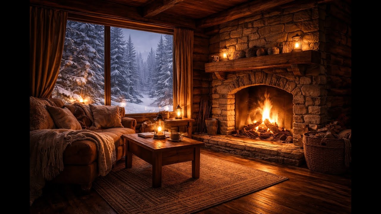 Cozy Cabin Fireplace 🔥 Crackling Fire Sounds for Sleep & Relaxation (5 Hours)