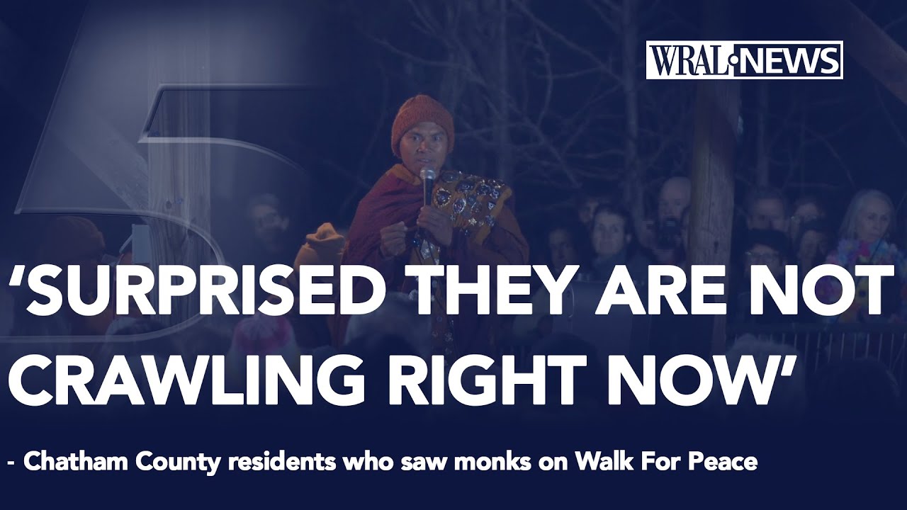 Buddhist monks stop in Pittsboro overnight Thursday, walk toward Apex Friday