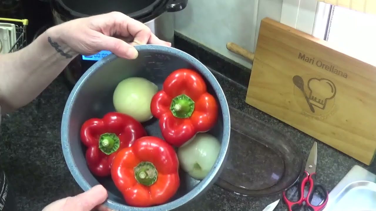 Que fácil es asar pimientos y cebollas en olla GM H 🧅