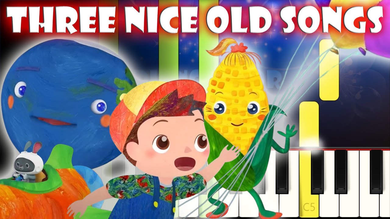 Cocomelon - Three Nice Old Songs | Piano MIX | Tutorial | Karaoke