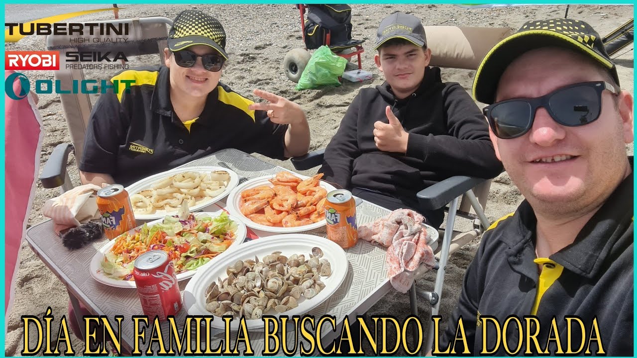 ‼️Día de pesca buscando la dorada a Surfcasting en familia con menú sageraooooooo🤤