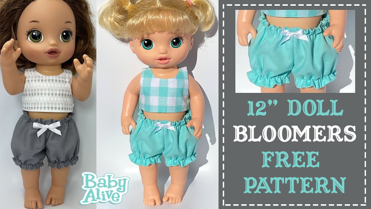 Как сшить панталончики для куклы Baby Alive или 12-дюймовой куклы своими руками. Бесплатная выкро...