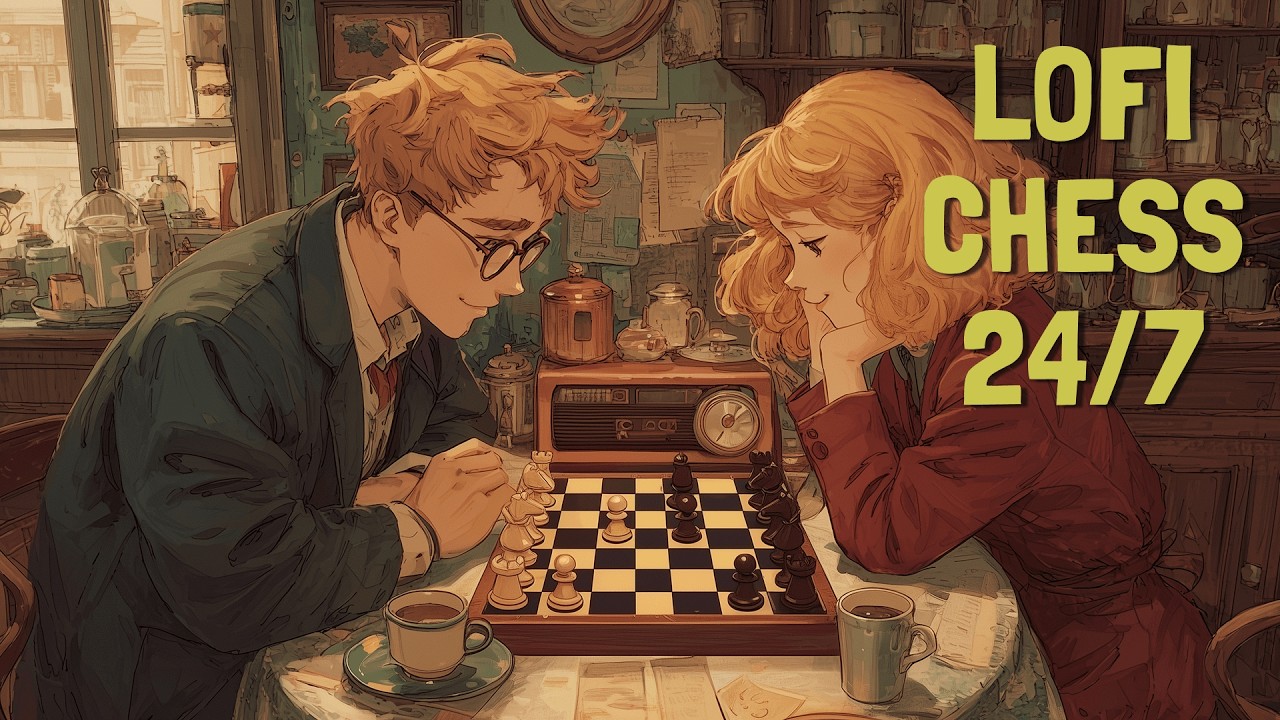 24/7 Chess Cafe: LoFi Radio & Grand Master Games (Carlsen, Morphy, Fischer, Tal, Polgar, Karpov) - 2
