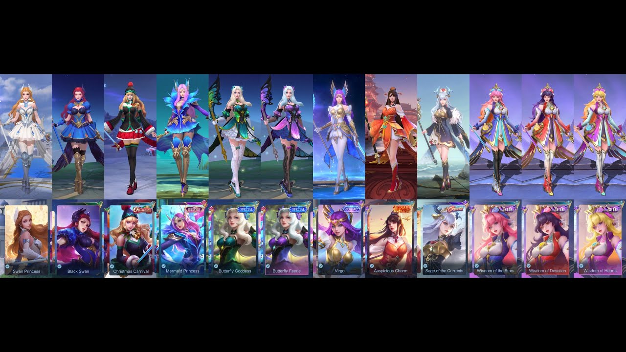 Odette - all 12 skins | display model and entrance animations | MLBB 2024 1214sat