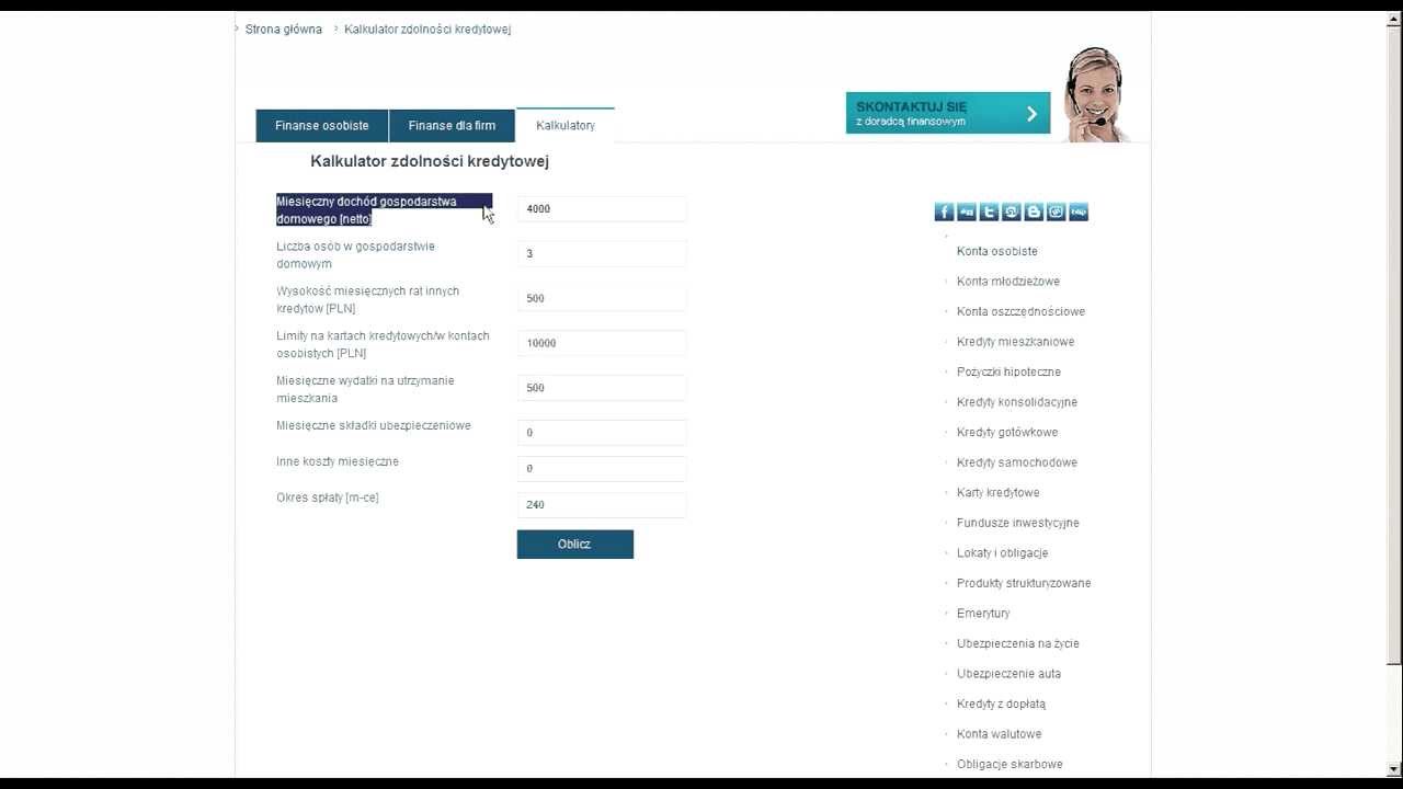 Kalkulator zdolności kredytowej - Kredyty mieszkaniowe