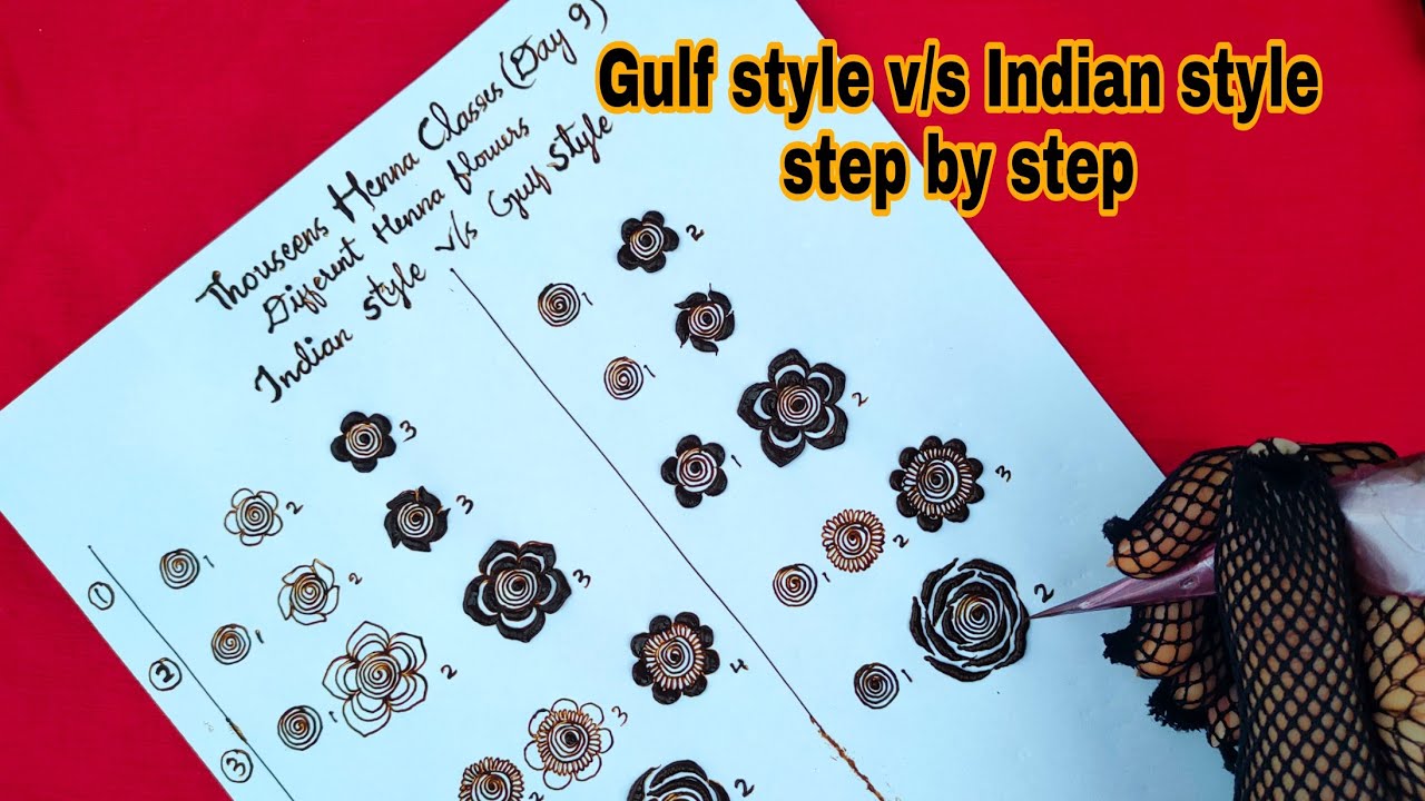 Henna Class day 9 (part 1)/Learn Step By Step Henna flowers In 2 Different Style/Learn With Thouseen