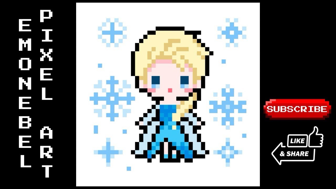 Elsa Pixel Art | Frozen Princess Pixel Art Drawing Timelapse | 8 Bit Pixel Art Animation