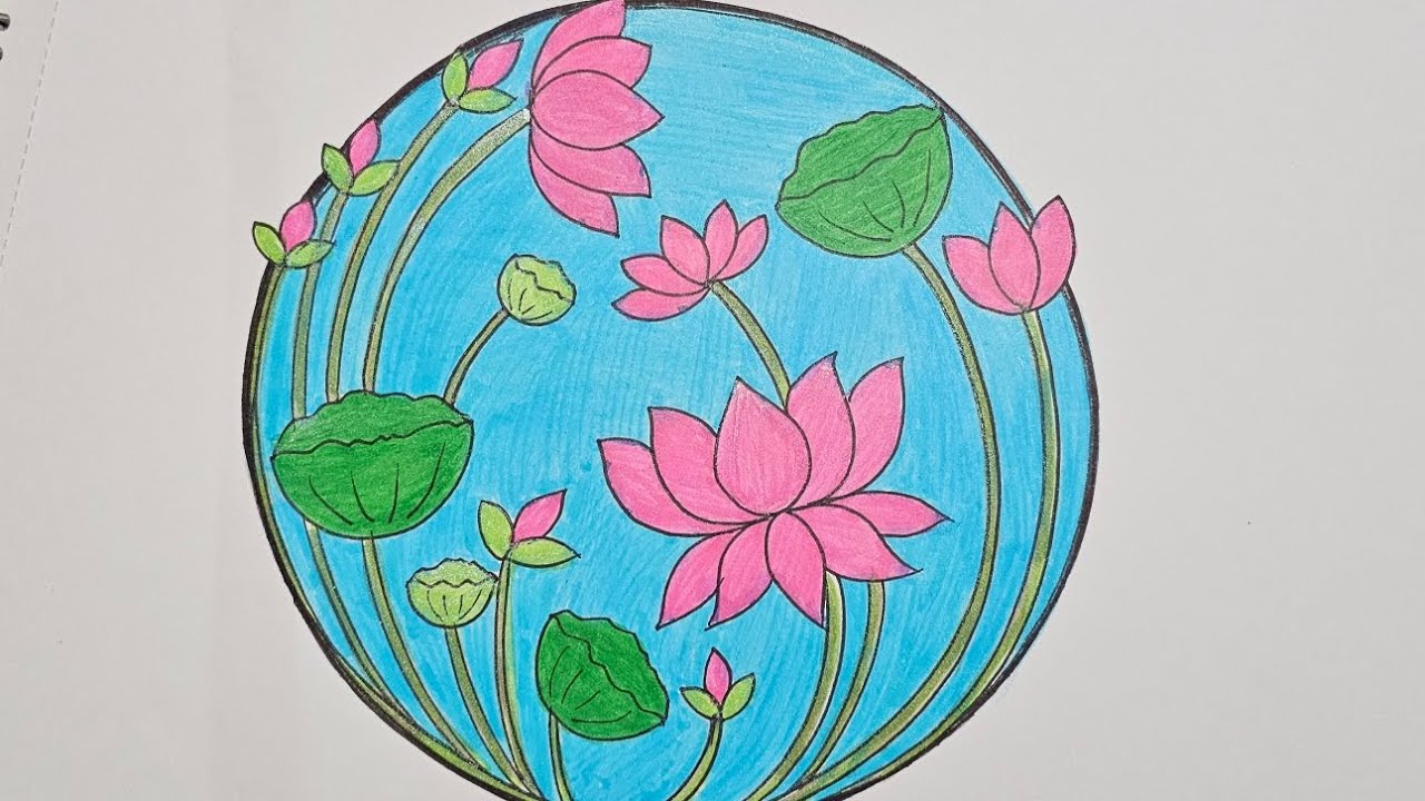 Simple|Lotus|Using_Color_Glitter_Pen|Pencil_Sketch|Easy_Drawing