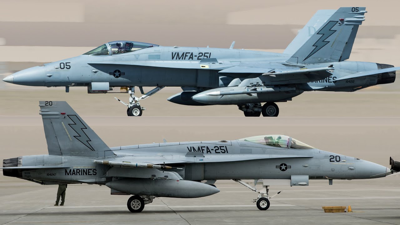 USMC F-18 Hornet Fighter Jet Maintenance, Pre-Flight, Takeoff