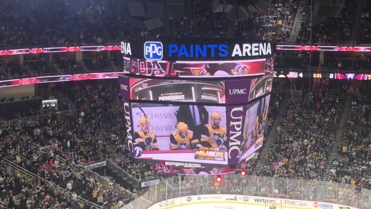 Evgeni Malkin 1,000th Point on Kessel Goal (LIVE - IN ARENA) 3/12/19