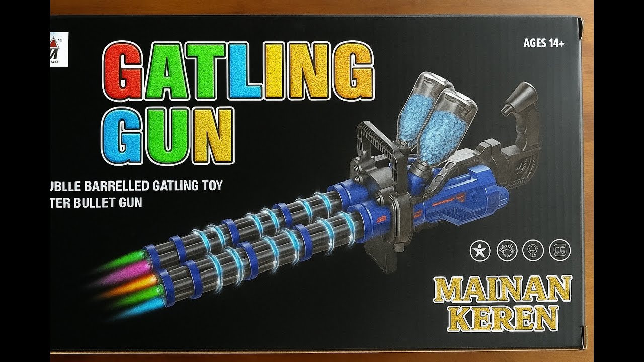 Gatling Gun Water Gel 🔥 | Mainan Tembakan Rentet Mesin Khas Rambo Seru! 💦💥
