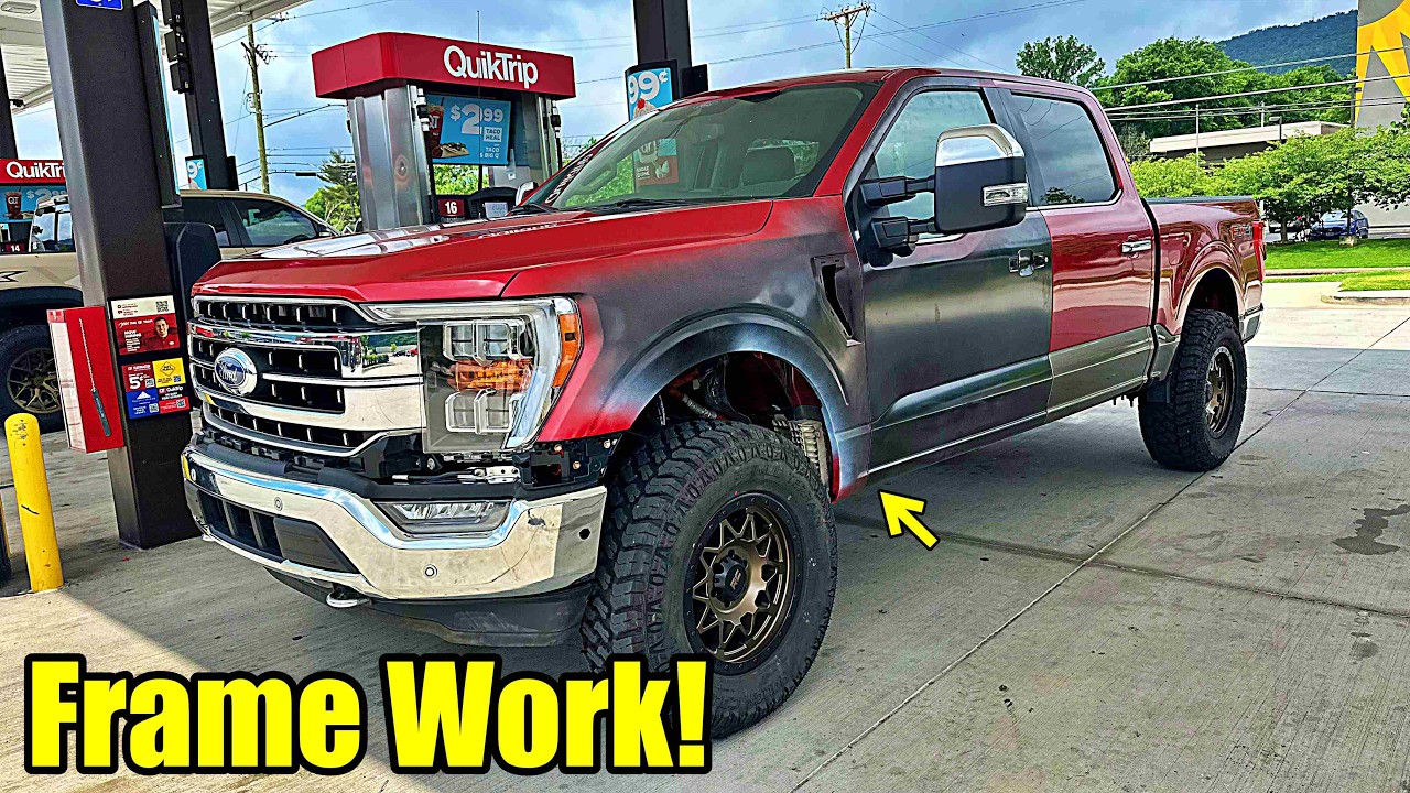 I FIXED ALL THE FRAME DAMAGE ON MY FORD F150!