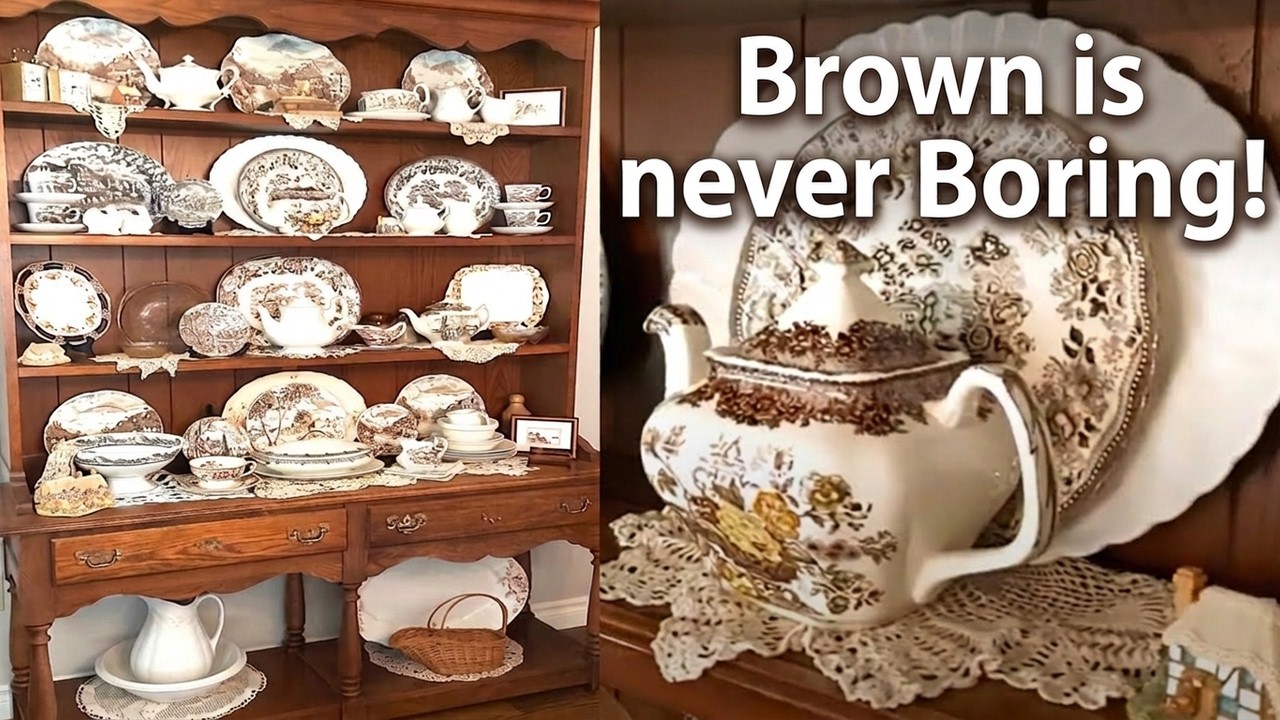 Collecting Vintage BROWN TRANSFERWARE & IRONSTONE  -  FALL HOME DECOR