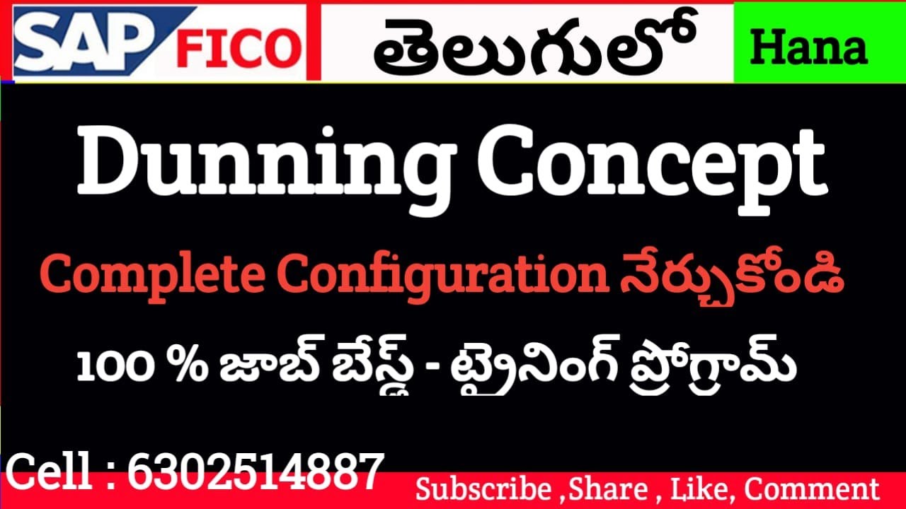 Dunning Configuration in SAP FICO S4 HANA  (in Telugu) | By LOkesh