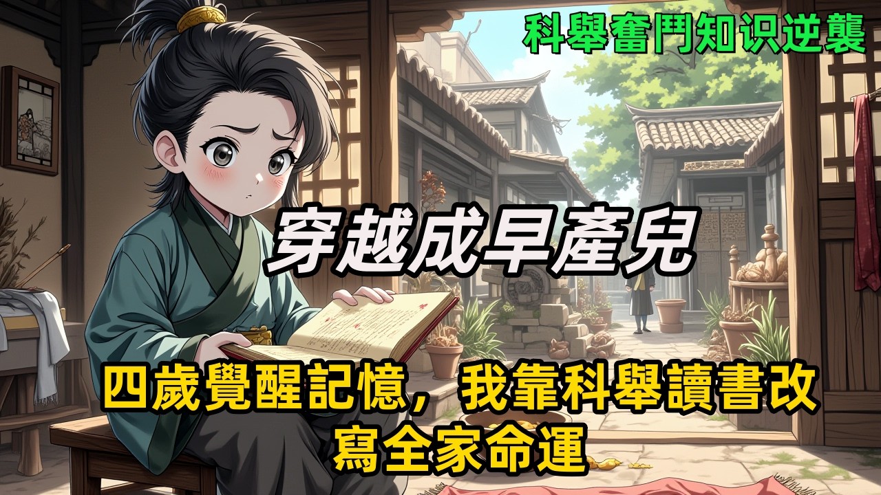 《穿越成早產兒，四歲覺醒記憶，我靠科舉讀書改寫全家命運》前世孤女魂穿成早產男嬰，家徒四壁全靠爹娘賣命買藥。四歲恢復記憶後，他立誓：必須讀書科考，才能不被賣、讓爹娘過上好日子！