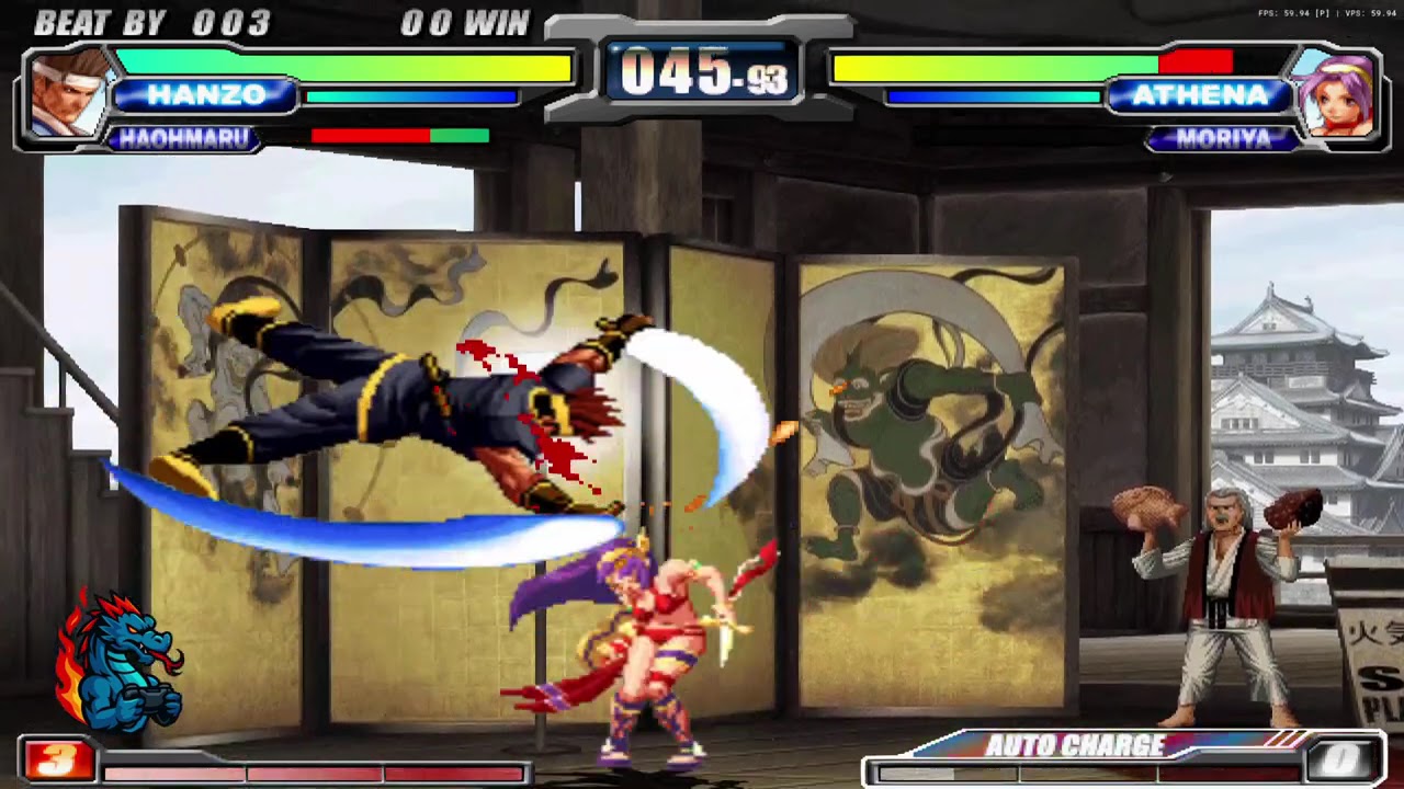 Hanzo & Haohmaru Vs Athena & Moriya NEO GEO Battle Coliseum [PCSX2 + nVidia GTX 1050 ti]