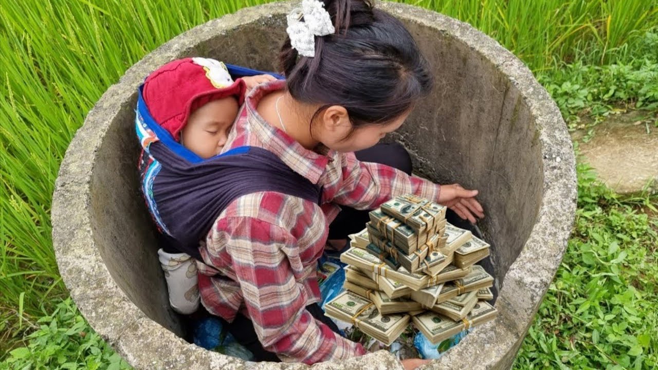 A poor girl unexpectedly finds tens of millions of dollars in a concrete trash can.