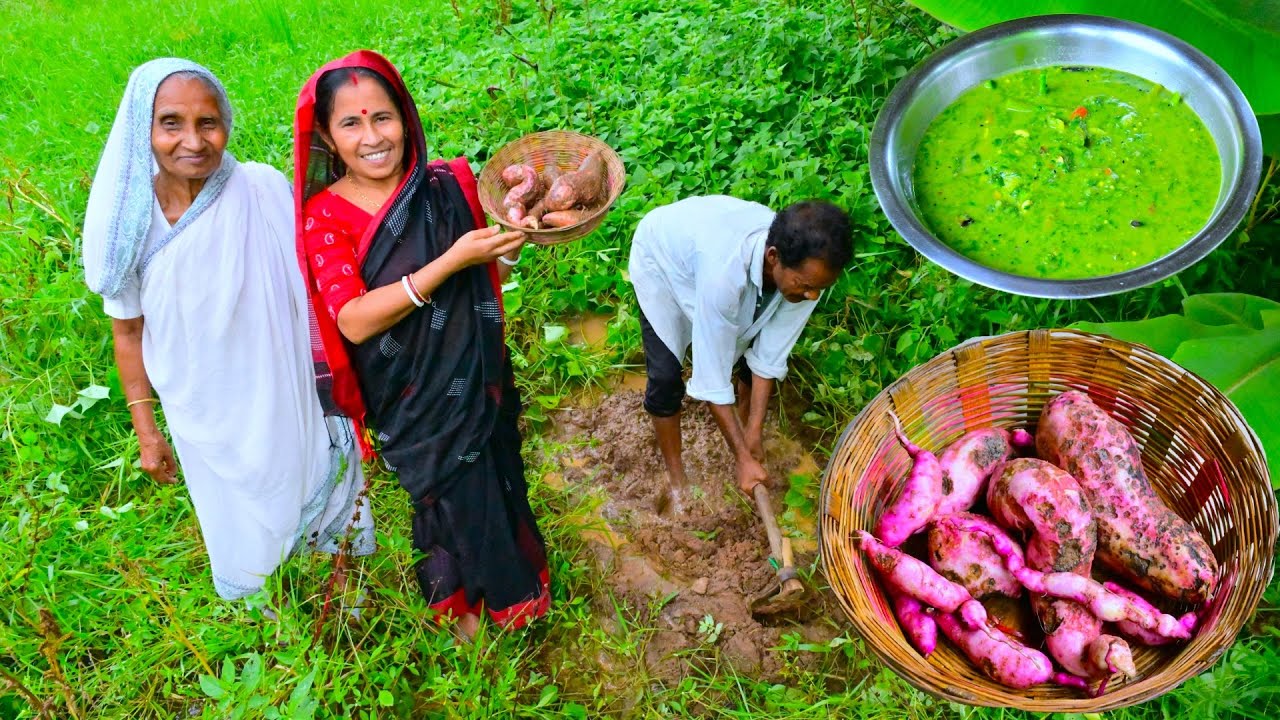 জল বৃষ্টির মধ্যে মায়ের হাতে সেরা স্বাদের এক নিরামিষ রান্না | Rainy day special village recipe