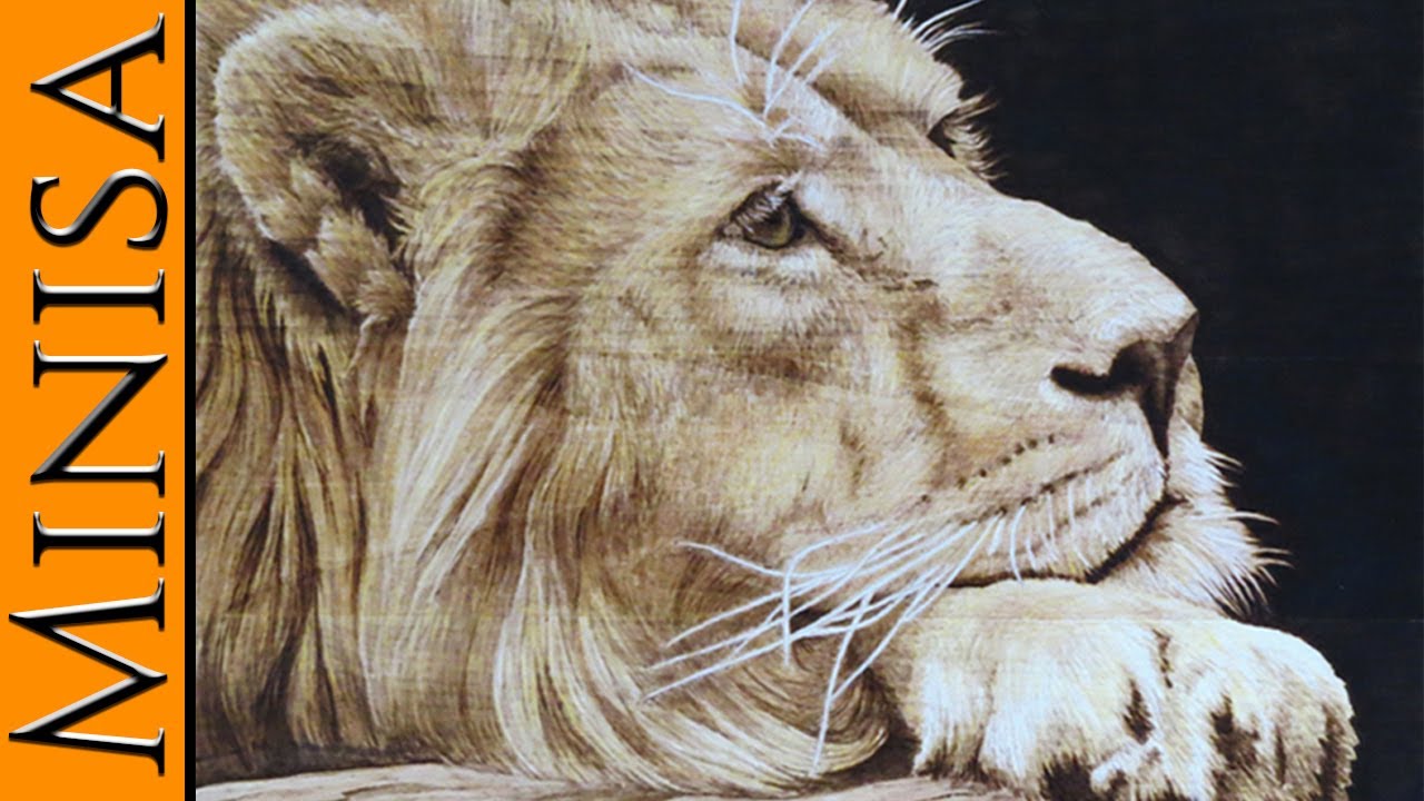 Fur Pyrography - Woodburning of a Lion by Minisa Robinson