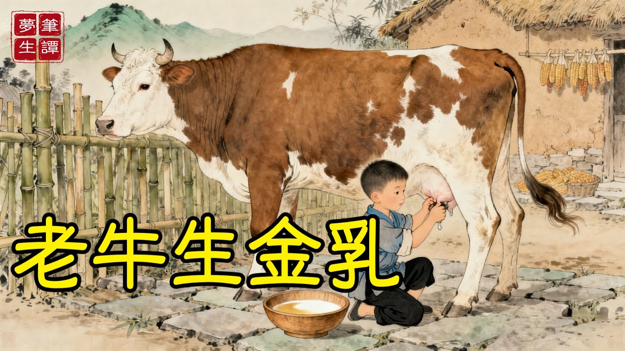 惡兄分家，搶走所有健牛，只給老實的弟弟一頭奄奄一息的病牛。弟弟精心照料，病牛康復後，所產牛乳竟呈淡金色，飲之可安神補氣！#故事#民間傳說#奇遇#報恩#原創故事