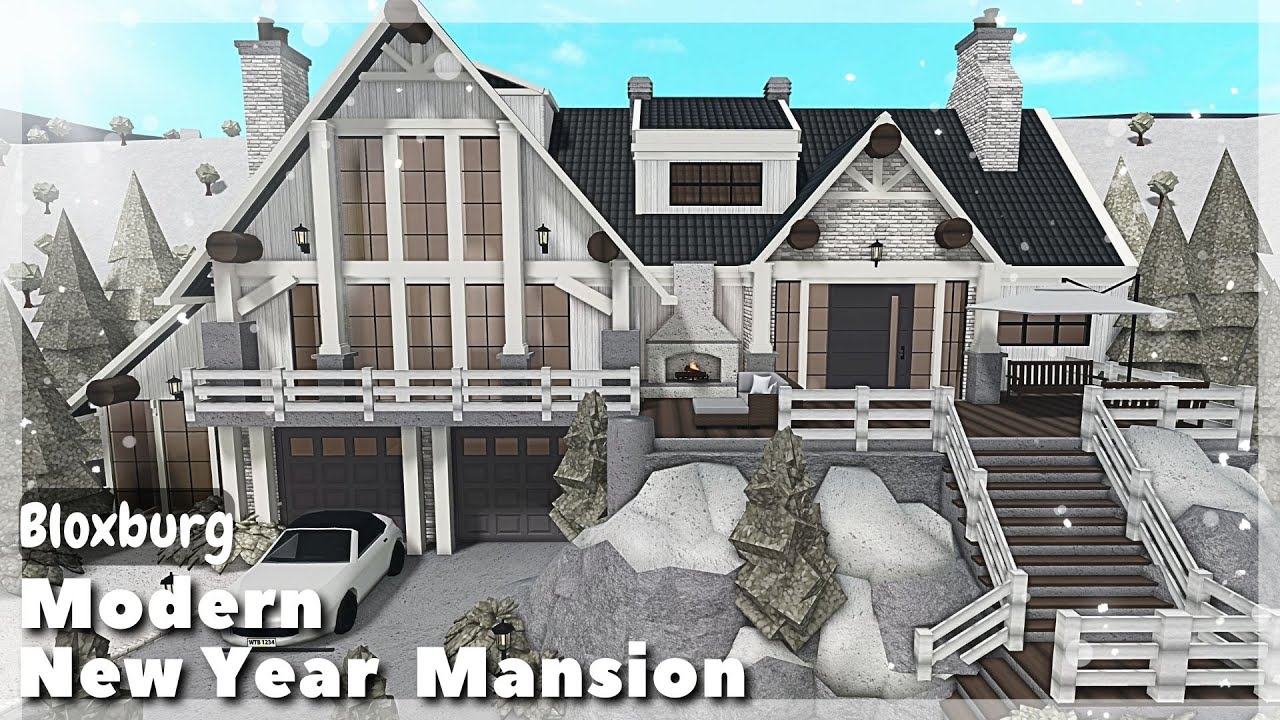 BLOXBURG: Modern Winter Farmhouse Mansion | Roblox House Build
