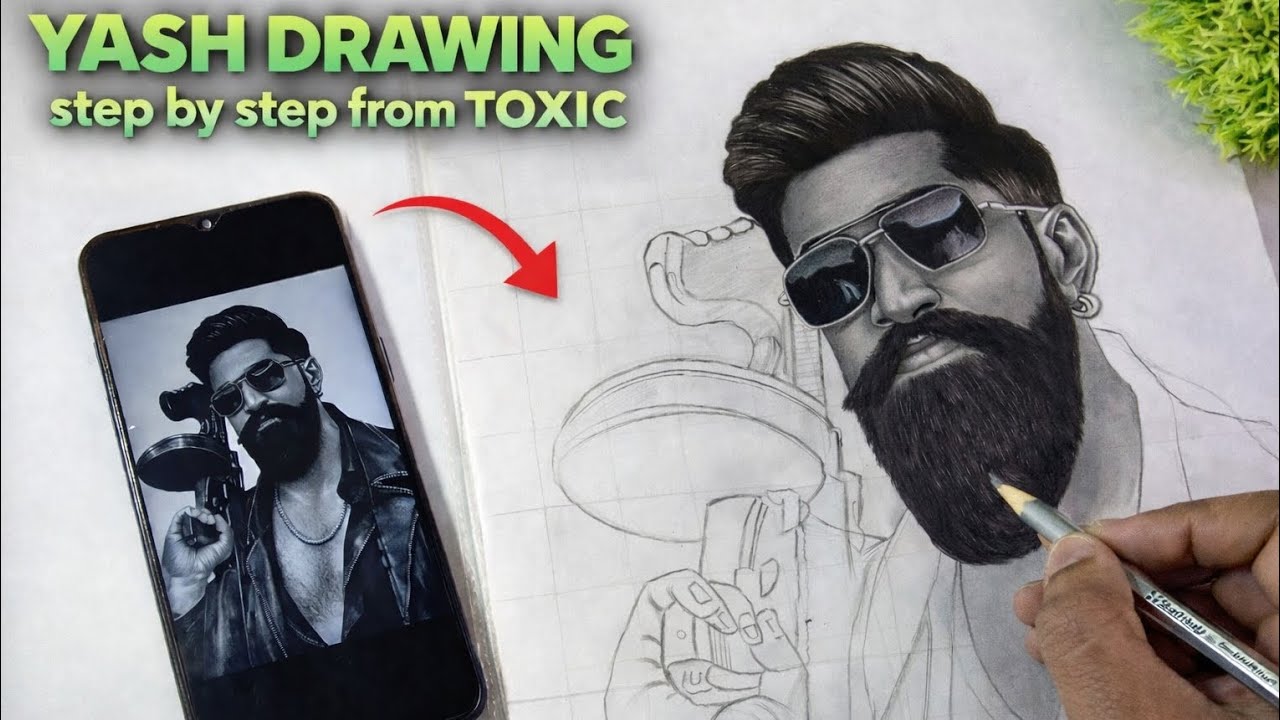Yash Drawing Shading (Part -1) | Step by Step Tutorial❤️|TOXIC| #toxic #yashdrawing #stepbystep