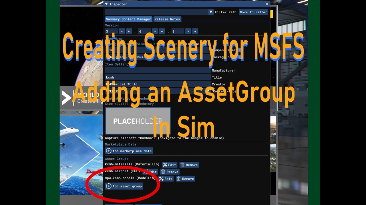Создание ландшафта для MSFS: добавление группы ресурсов в симулятор.