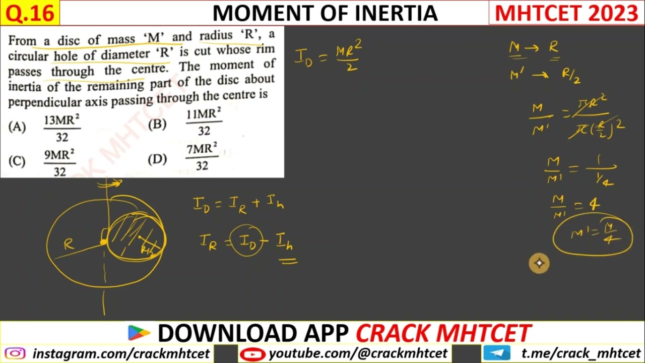 ROTATIONAL DYNAMICS || MHTCET 2023 PYQs || Q.16 || 12th Physics #mhtcet #mhtcetpyqs #hsc