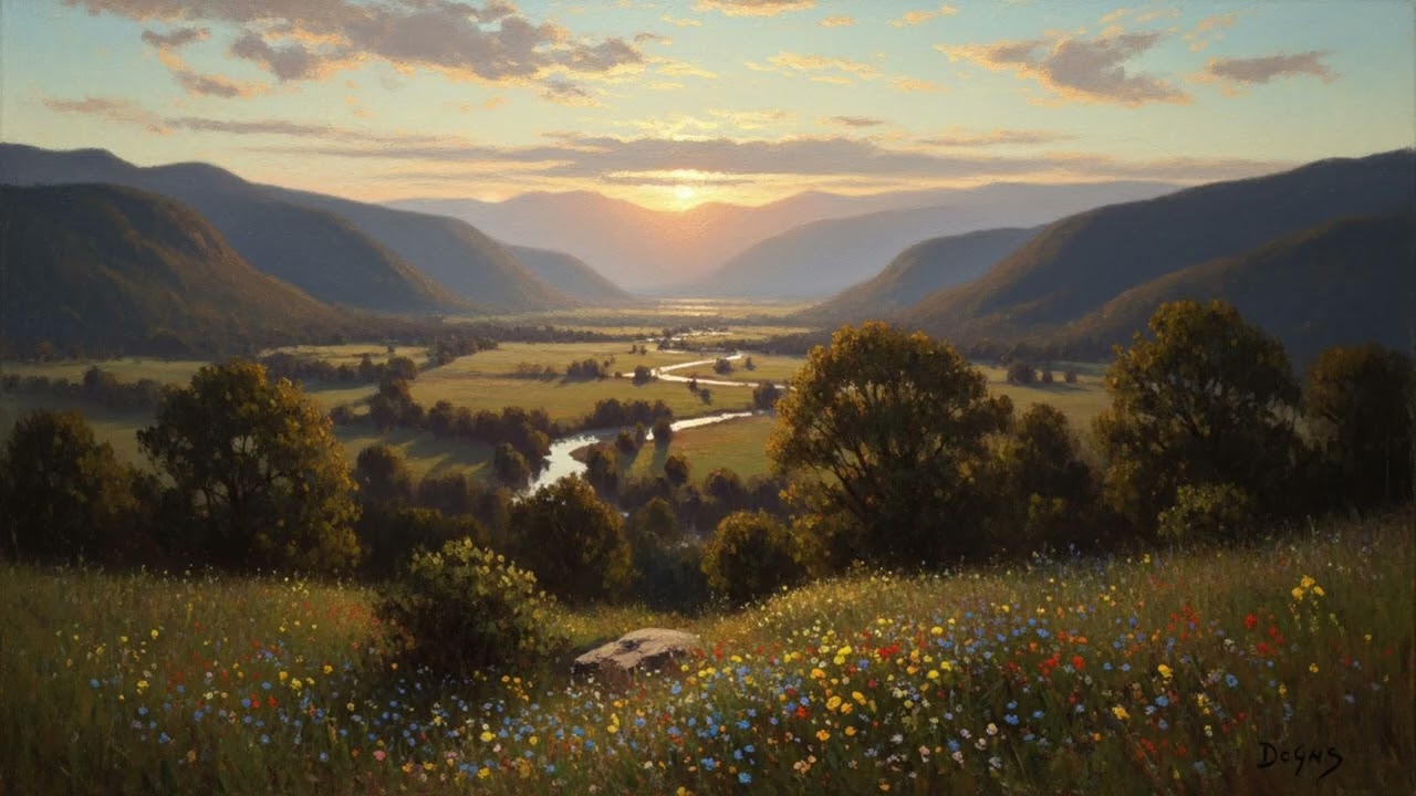 Ambient Art TV 4K | Relaxing Valley Landscape | Gallery TV Degas Backlit Style